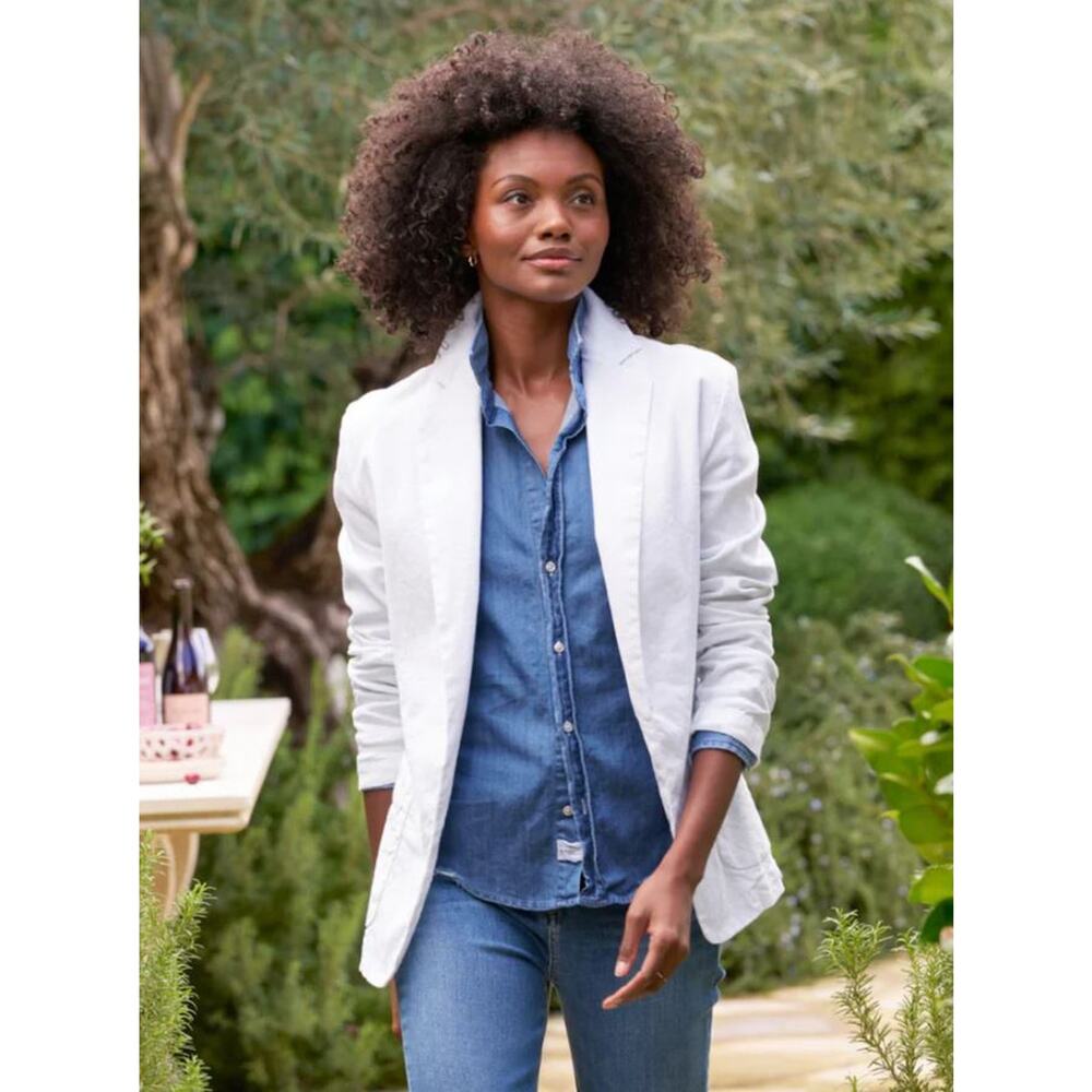 Frank & Eileen Dublin Tailored Blazer Italian Performance Linen White S